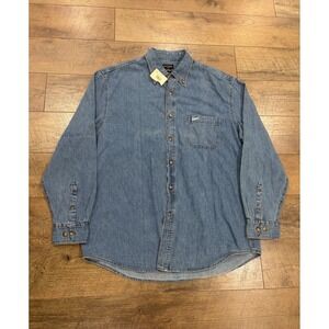 NWT Vintage Guess Jeans Denim Button Up Long Sleeve Shirt Blue XL